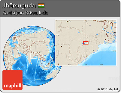 Shaded Relief Location Map of Jhārsuguda