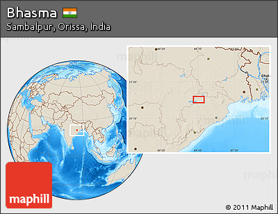 Shaded Relief Location Map of Bhasma