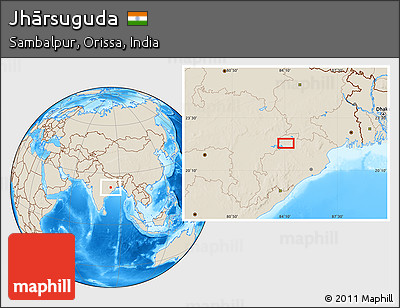 Shaded Relief Location Map of Jhārsuguda