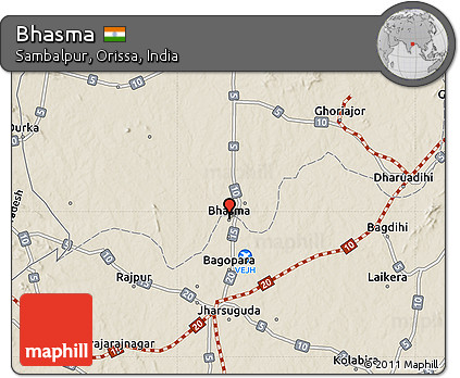 Shaded Relief Map of Bhasma