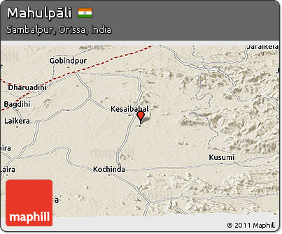 Shaded Relief Panoramic Map of Mahulpāli