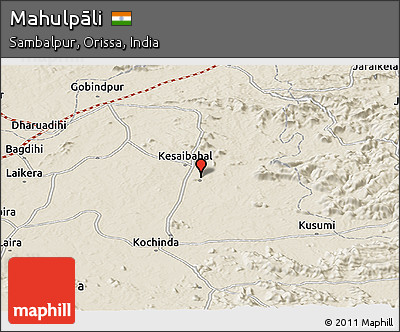 Shaded Relief Panoramic Map of Mahulpāli
