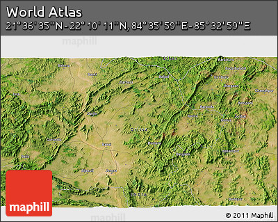 Satellite 3D Map of the Area around 21° 53' 23" N, 85° 4' 29" E