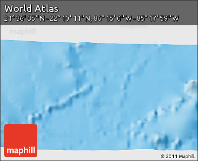 Physical 3D Map of the Area around 21° 53' 23" N, 85° 46' 30" W