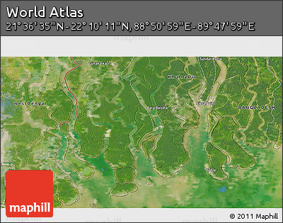 Satellite 3D Map of the Area around 21° 53' 23" N, 89° 19' 29" E