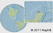 Savanna Style Location Map of the area around 21° 53' 23" N, 89° 10' 30" W, hill shading