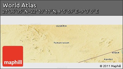 Physical Panoramic Map of the Area around 21° 53' 23" N, 8° 34' 29" E