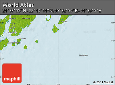 Physical Map of the Area around 21° 53' 23" N, 91° 1' 30" E