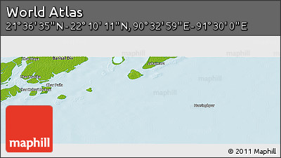 Physical Panoramic Map of the Area around 21° 53' 23" N, 91° 1' 30" E