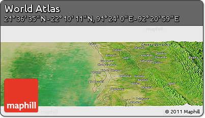 Satellite Panoramic Map of the Area around 21° 53' 23" N, 91° 52' 30" E