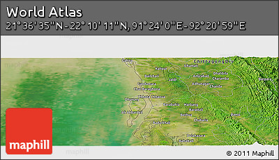 Satellite Panoramic Map of the Area around 21° 53' 23" N, 91° 52' 30" E
