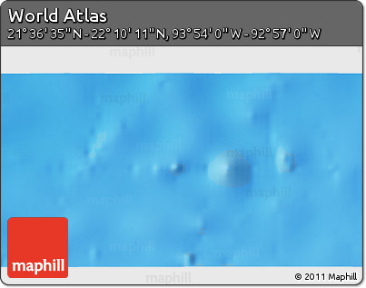 Shaded Relief 3D Map of the Area around 21° 53' 23" N, 93° 25' 30" W
