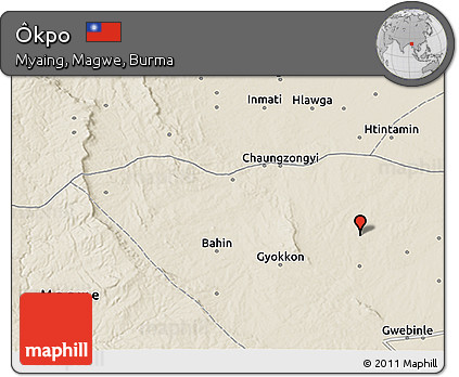 Shaded Relief 3D Map of Ôkpo