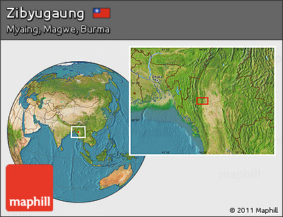 Satellite Location Map of Zibyugaung