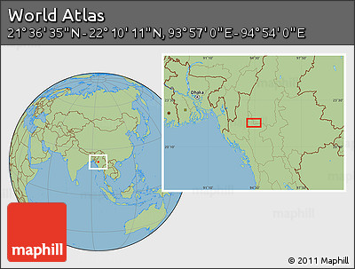 Savanna Style Location Map of the Area around 21° 53' 23" N, 94° 25' 30" E