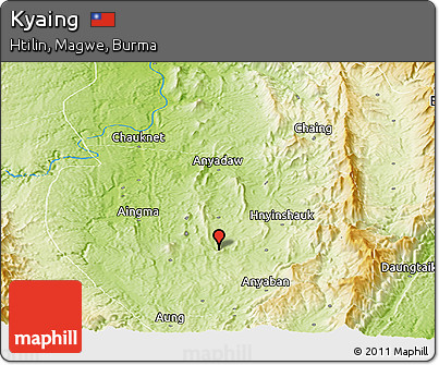Physical Panoramic Map of Kyaing