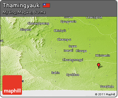 Physical Panoramic Map of Thamingyauk