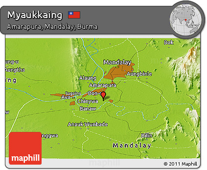 Physical Panoramic Map of Myaukkaing