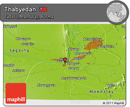 Physical Panoramic Map of Thabyedan
