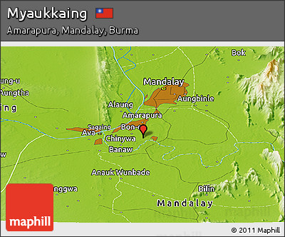 Physical Panoramic Map of Myaukkaing