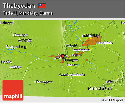 Physical Panoramic Map of Thabyedan