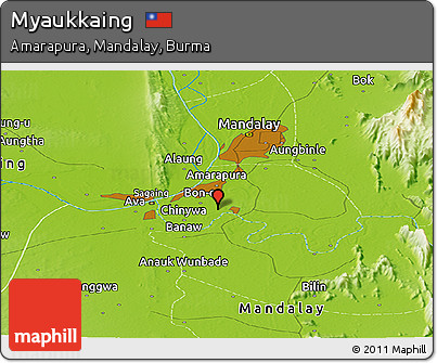 Physical Panoramic Map of Myaukkaing