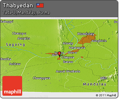 Physical Panoramic Map of Thabyedan