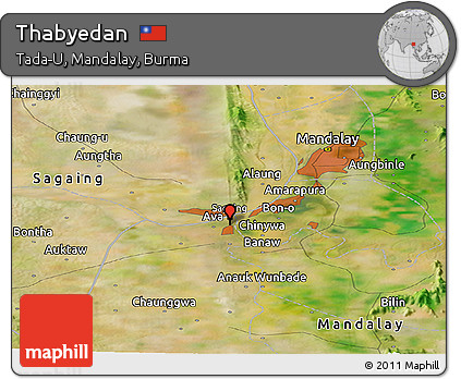 Satellite Panoramic Map of Thabyedan