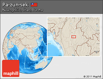 Shaded Relief Location Map of Pa-zun-sek