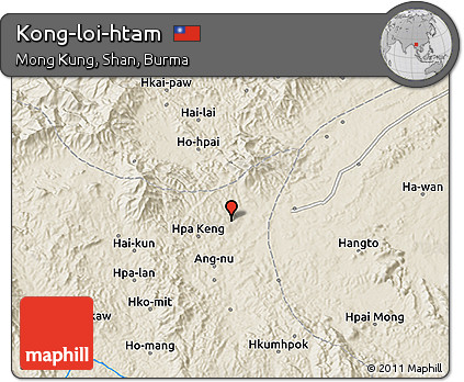 Shaded Relief 3D Map of Kong-loi-htam