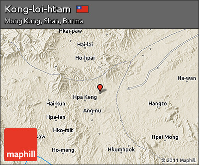 Shaded Relief 3D Map of Kong-loi-htam