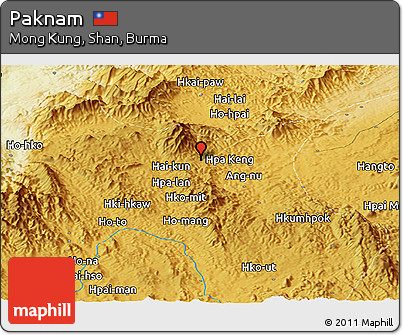 Physical Panoramic Map of Paknam