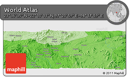 Political Panoramic Map of the Area around 21° 53' 23" N, 97° 49' 29" E