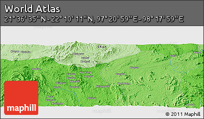 Political Panoramic Map of the Area around 21° 53' 23" N, 97° 49' 29" E