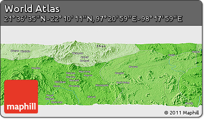Political Panoramic Map of the Area around 21° 53' 23" N, 97° 49' 29" E