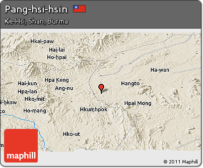 Shaded Relief Panoramic Map of Pang-hsi-hsin