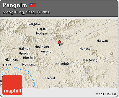 Shaded Relief Panoramic Map of Pangnim