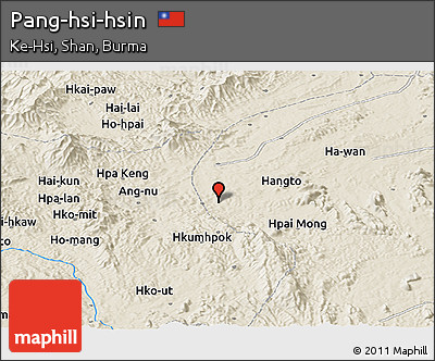 Shaded Relief Panoramic Map of Pang-hsi-hsin