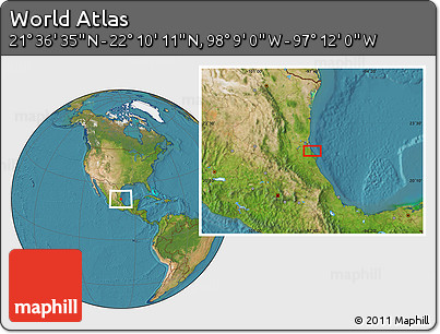 Satellite Location Map of the Area around 21° 53' 23" N, 97° 40' 30" W
