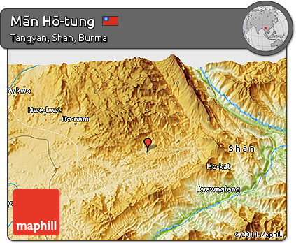 Physical 3D Map of Mān Hō-tung