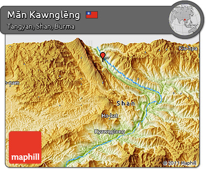 Physical 3D Map of Mān Kawnglēng