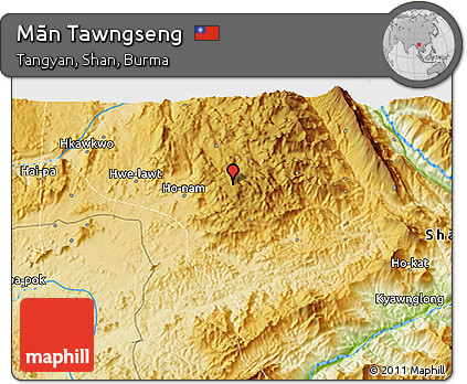 Physical 3D Map of Mān Tawngseng