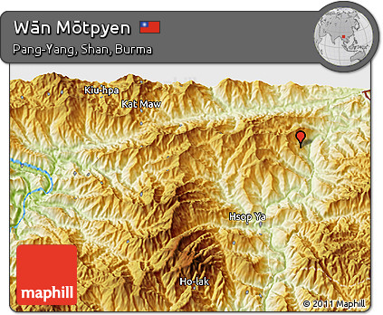 Physical 3D Map of Wān Mōtpyen