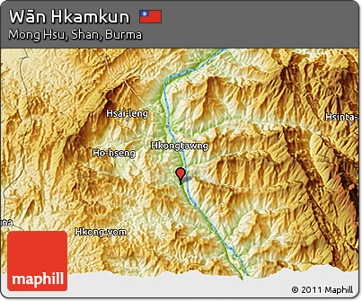 Physical 3D Map of Wān Hkamkun