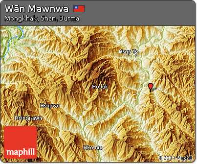 Physical 3D Map of Wān Mawnwa