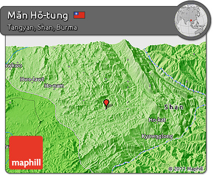 Political 3D Map of Mān Hō-tung