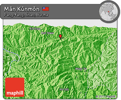 Political 3D Map of Mān Kūnmōn