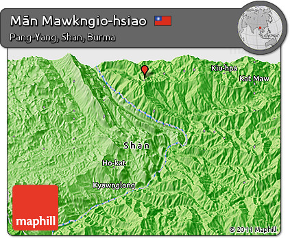 Political 3D Map of Mān Mawkngio-hsiao