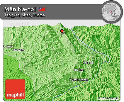 Political 3D Map of Mān Na-noi