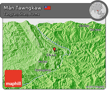 Political 3D Map of Mān Tawngkaw